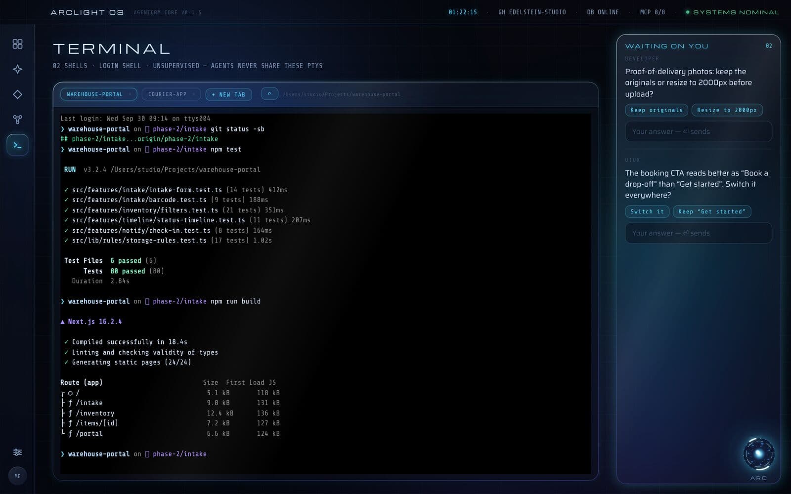 AgentCRM: Built in terminal