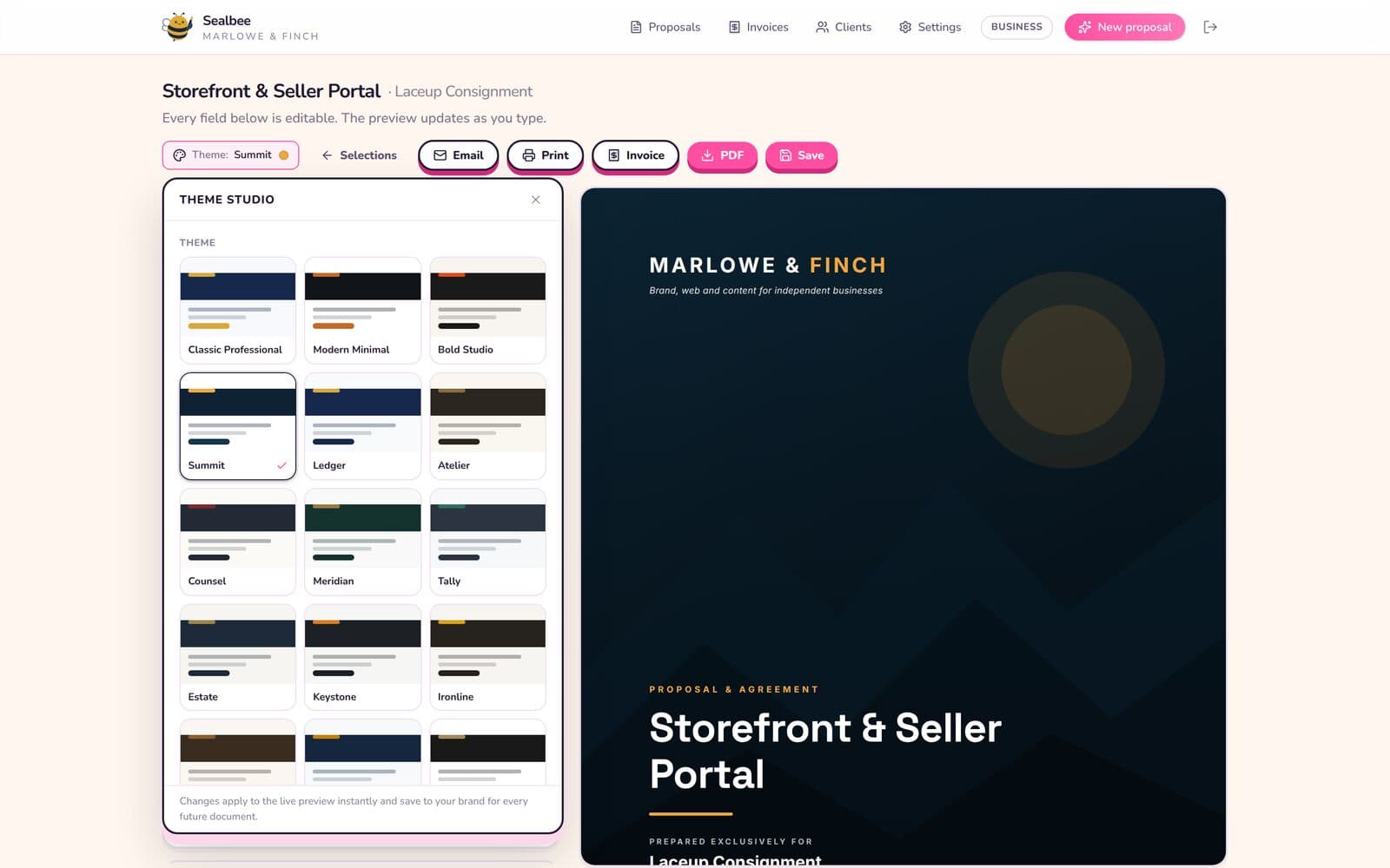 Sealbee: Theme studio