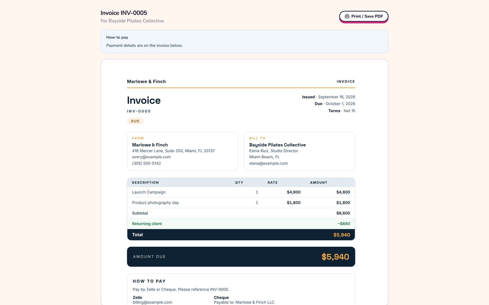 Sealbee: Invoices clients pay online
