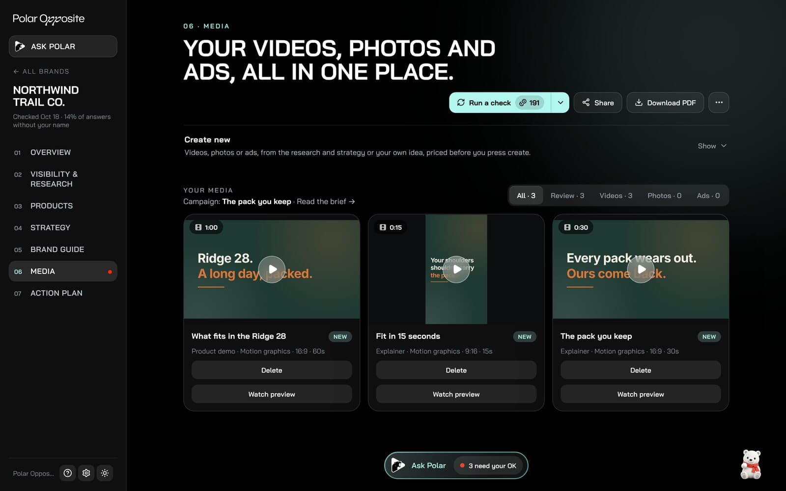 Polar Opposite: brand videos waiting for review