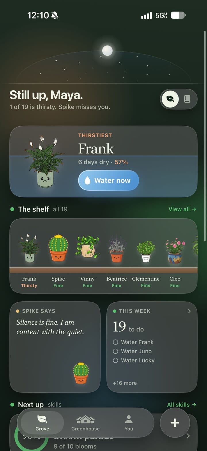 Herbie iOS app: a grove of plant characters